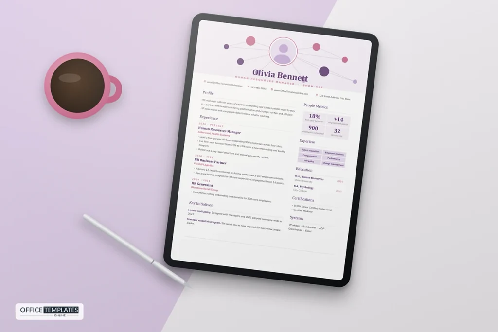 HR Manager Resume Template Mockup 1024x683