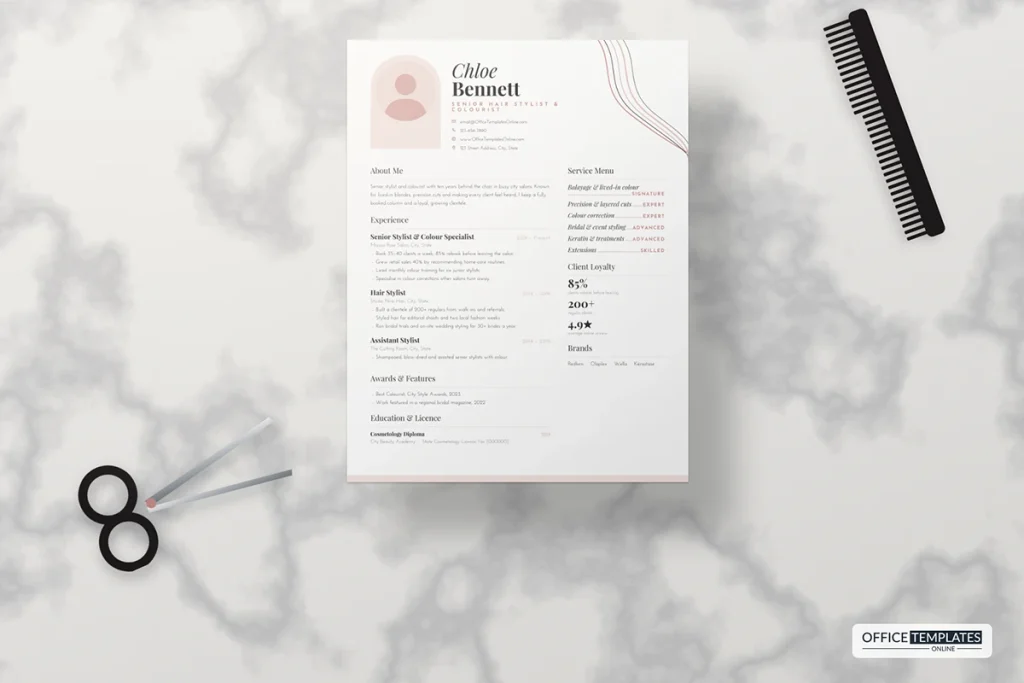 Hair Stylist Resume Template Mockup 1 1024x683