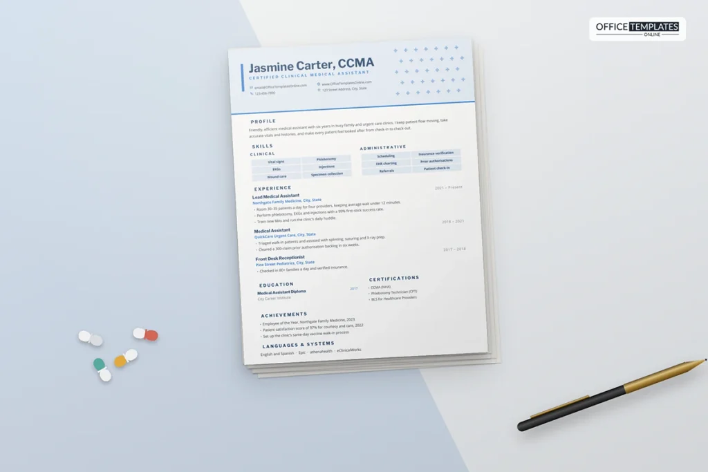 Medical Assistant Resume Template Mockup 1024x683