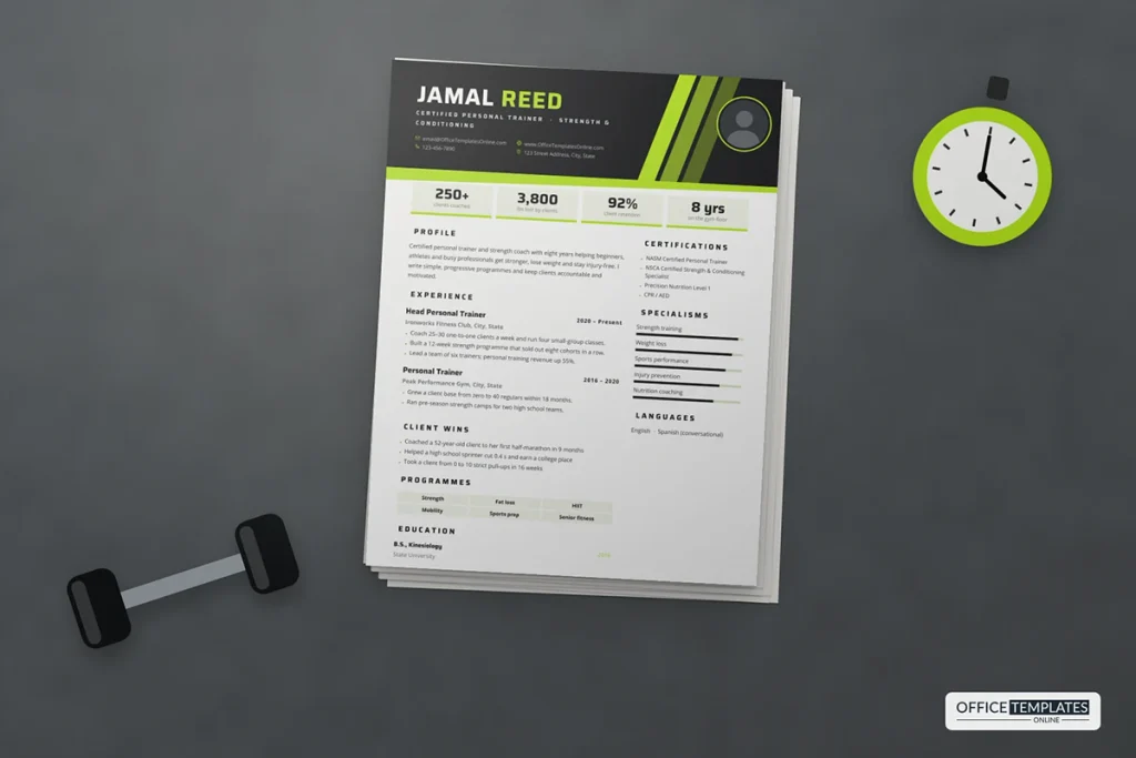 Personal Trainer Resume Template Mockup 1 1024x683