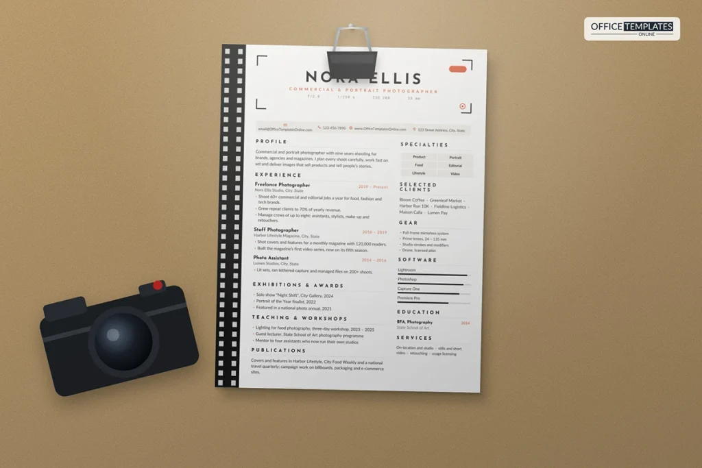 Photographer Resume Template Mockup 1024x683