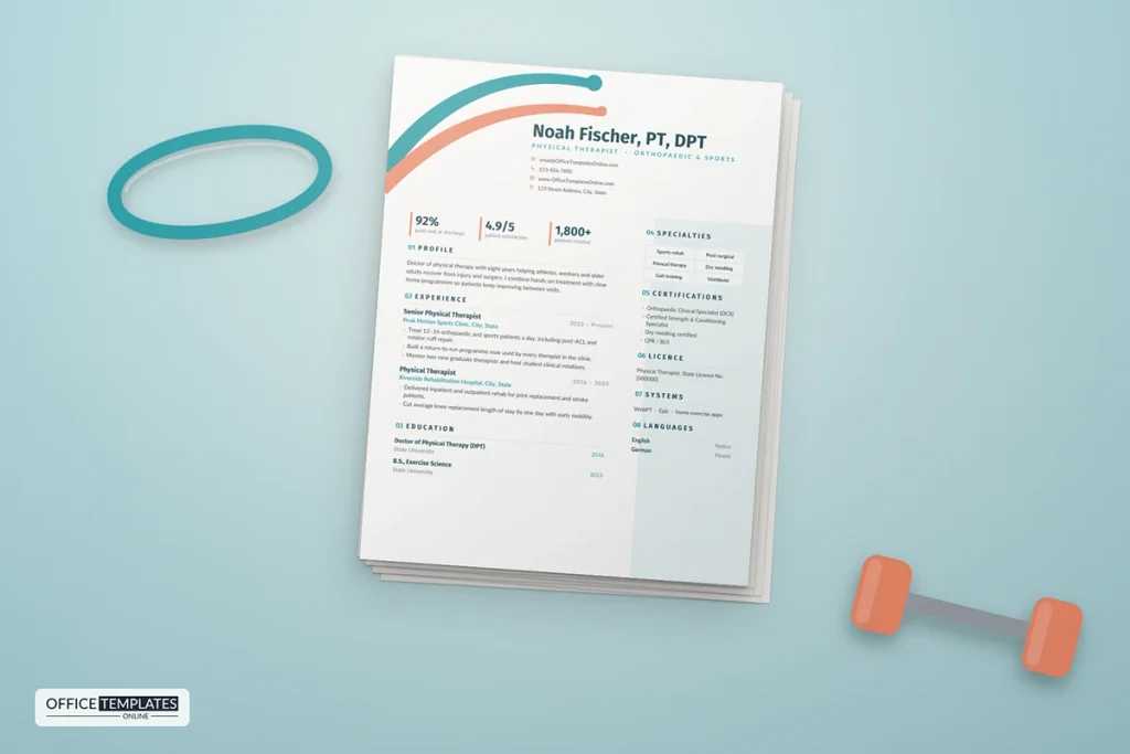 Physical Therapist Resume Template Mockup 1024x683