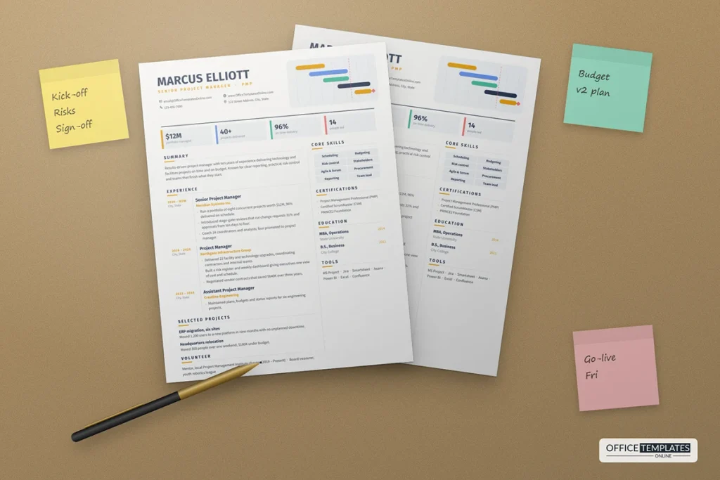 Project Manager Resume Template Mockup 1 1024x683