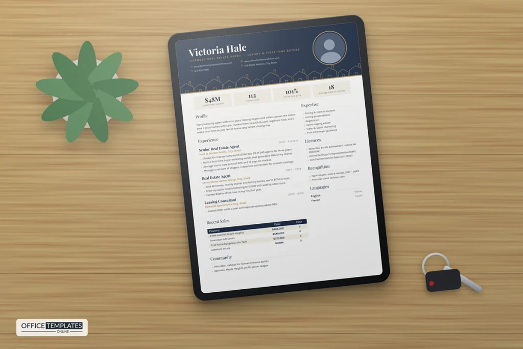 Real Estate Agent Resume Template Mockup 1024x683