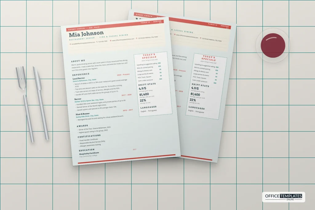 Restaurant Server Resume Template Mockup 1 1024x683