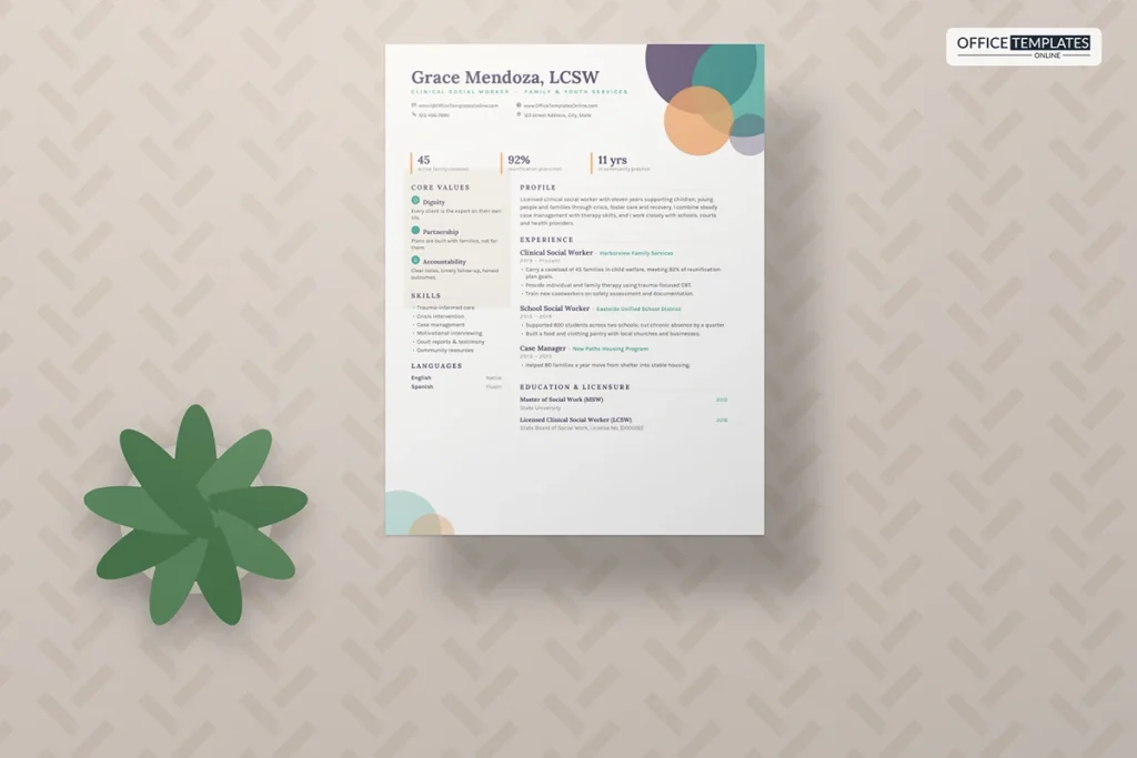 Social Worker Resume Template Mockup 1024x683