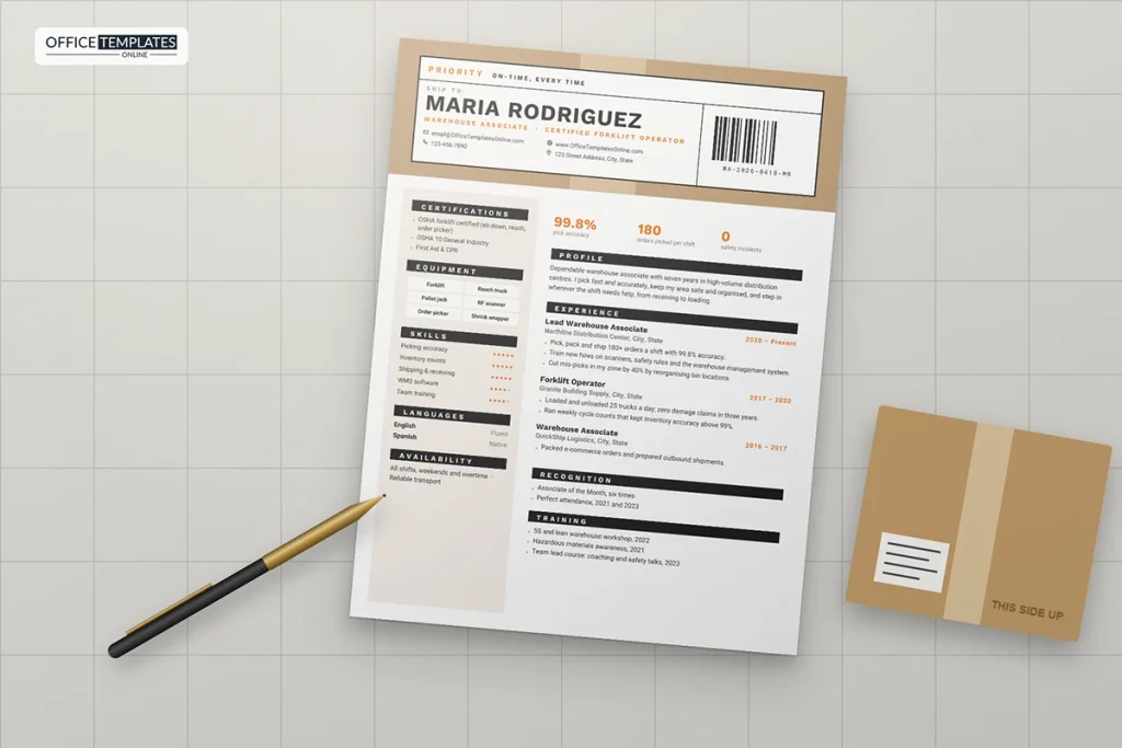 Warehouse Associate Resume Template Mockup 1024x683