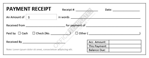 microsoft word template receipt for payment