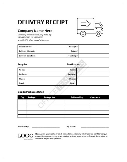 sample receipt form