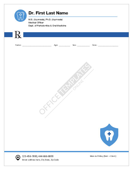 blank prescription form template