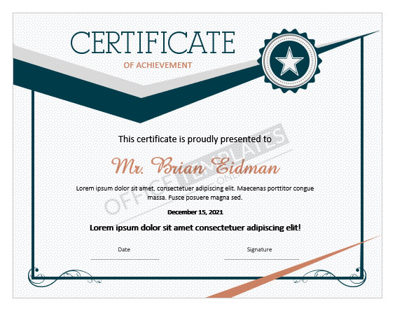 microsoft word certificate of completion template