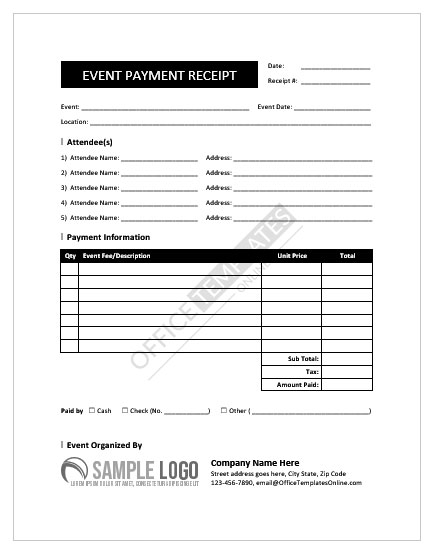 10  Free Editable Printable Receipt Templates in MS Word