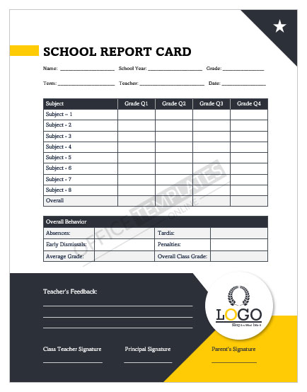 microsoft excel report card template