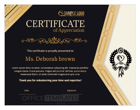 6  Free Printable Certificates of Appreciation for MS Word