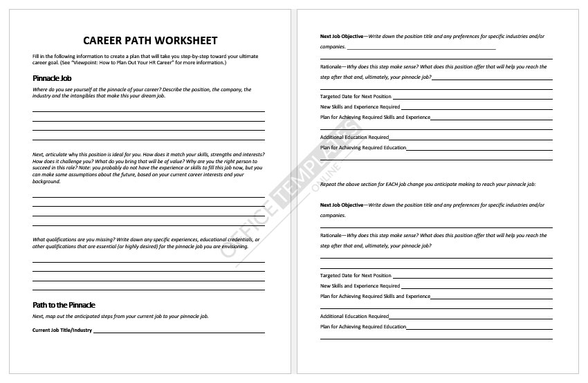 Career Pathway Worksheet For Students