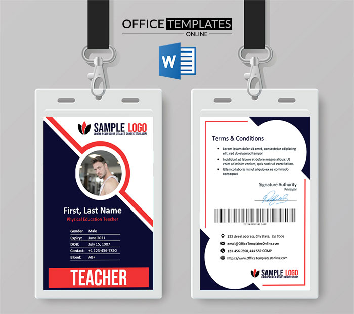 school teacher id card format free download