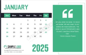 Download Awesome Month Calendar Template with an Inspirational Quote for each Month – MS Word Template