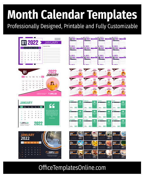 free printable month calendar templates for 2022 in ms word