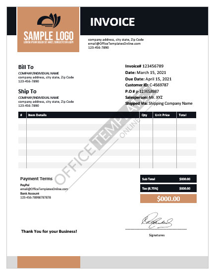 USA Hermes invoice template in Word and PDF format, fully  Invoice  template, English writing skills, Statement template