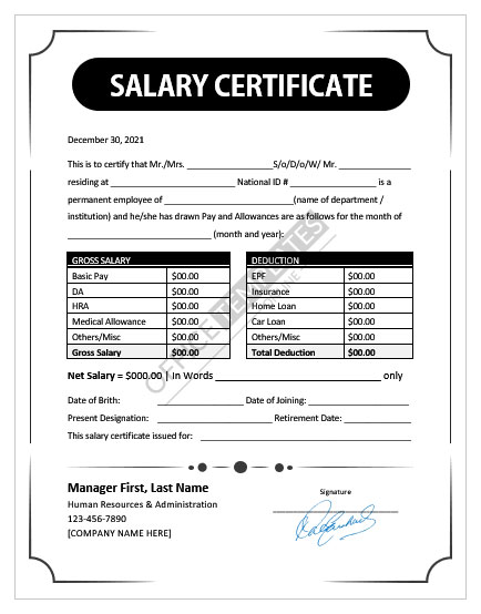 certificate of payment template