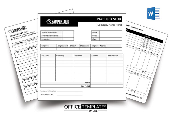 5 free paycheck pay stub templates for ms word