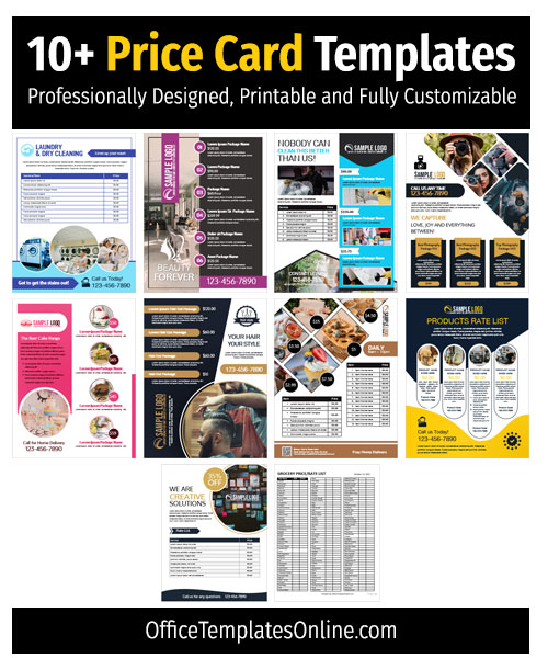 10+ Free Rate & Price List Card Templates for MS Word