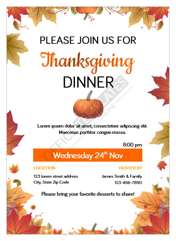 thanksgiving invitation templates microsoft