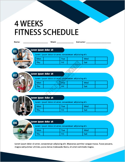 4+ Free Professional Fitness Schedule Templates for MS Word