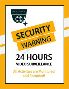 Download 24 Hours Video Surveillance Outdoor Sign Template for MS Word