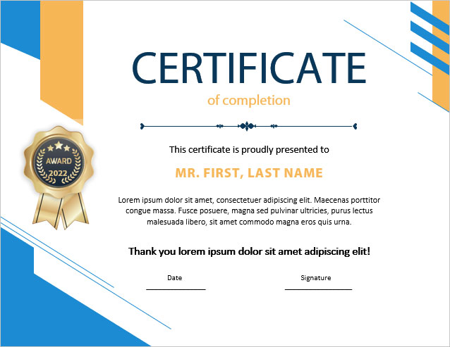 certificate for group assignment