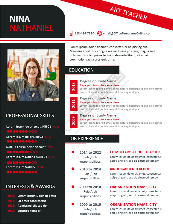 art-teacher-resume-design