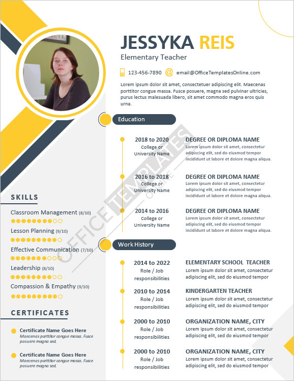 teachers resume templates free download word