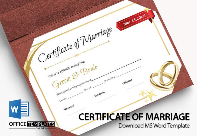 marriage certificate template microsoft word