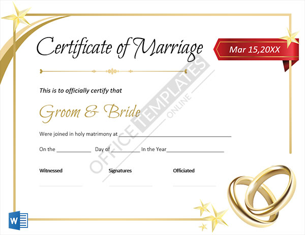 5 Free Editable Marriage Certificate Templates For Ms Word 6196