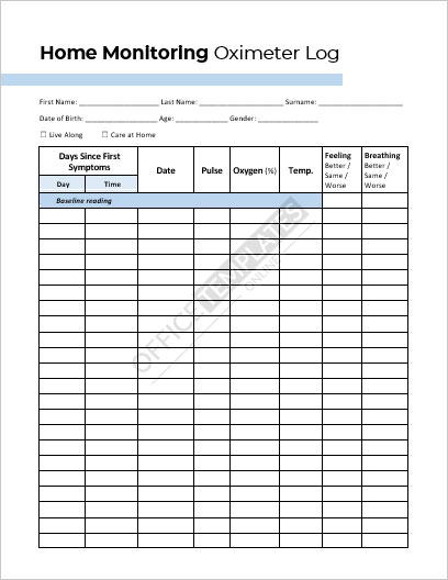 Printable Free Pulse Oximeter Chart/Log Templates, 59% OFF