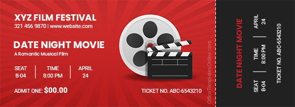 movie ticket template for publisher