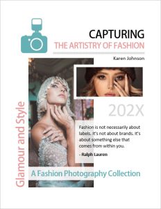 Cover Page Template for Fashion Photography Booklet in MS Word Format