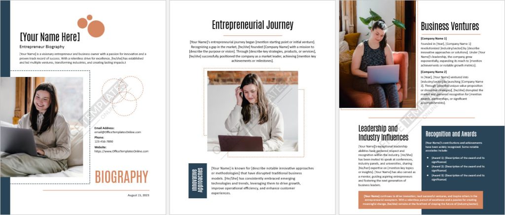 Multipage Entrepreneur Biography Example: Your Journey to Business Success