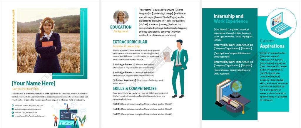 Student Biography Example Template with Cover and Sub-pages: Unveil Your Educational Journey