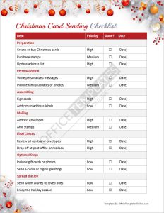 Christmas Card Sending Checklist Template for MS Word