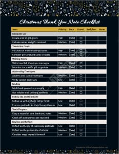 Christmas Thank-You Note Checklist Template for MS Word
