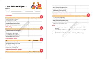 Construction Site Inspection Checklist Template