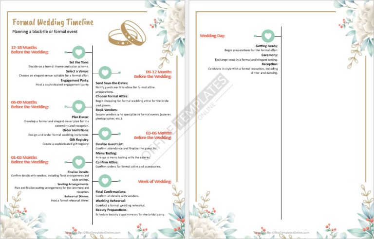 17+ FREE Wedding Timeline Templates in MS Word Format