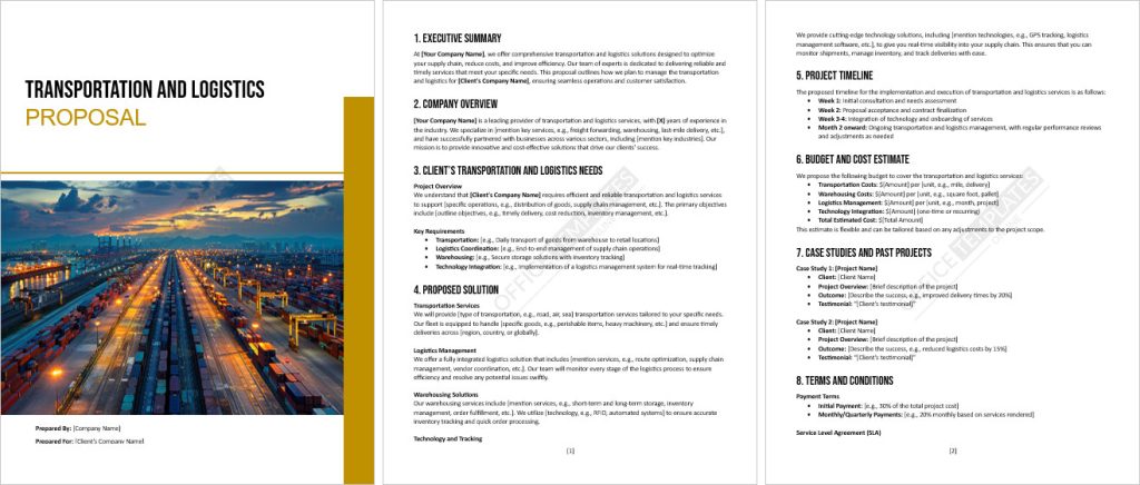 Transportation and Logistics Proposal Template