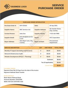 Service Purchase Order Template