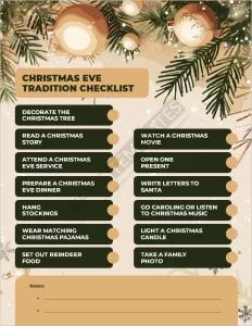 Christmas Eve Tradition Checklist Template