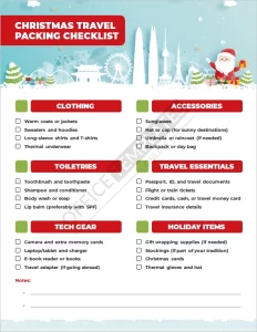 Christmas Travel Packing Checklist Template