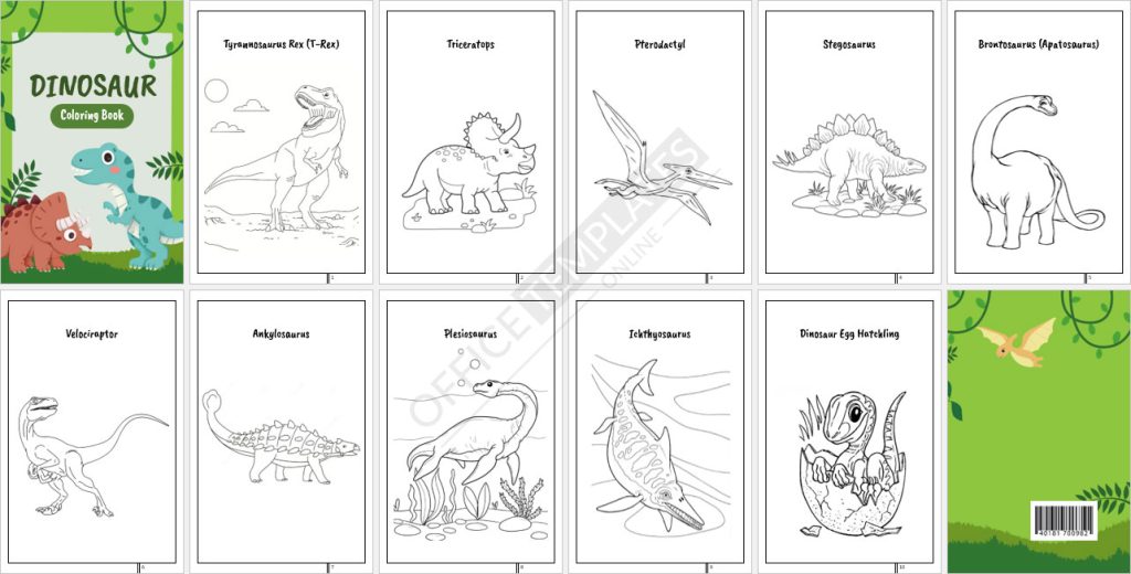 Dinosaurs Coloring Book Template