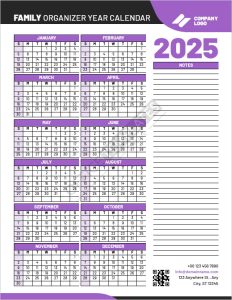 Family Organizer Year Calendar Template