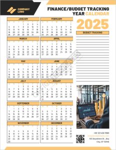 Finance/Budget Tracking Year Calendar Template
